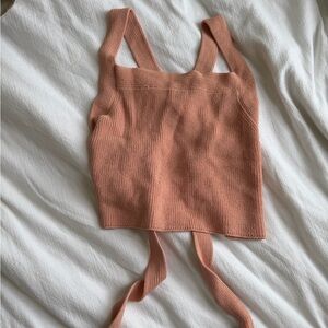 Wilfred Knit Tie-Back Crop Top in Dusty Pink